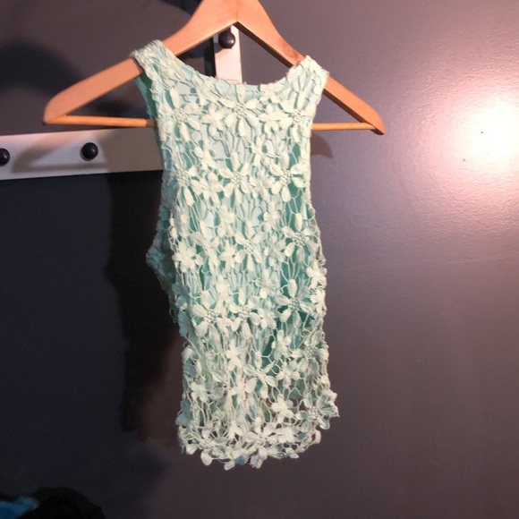 Crochet teal crop top - Picture 3 of 3